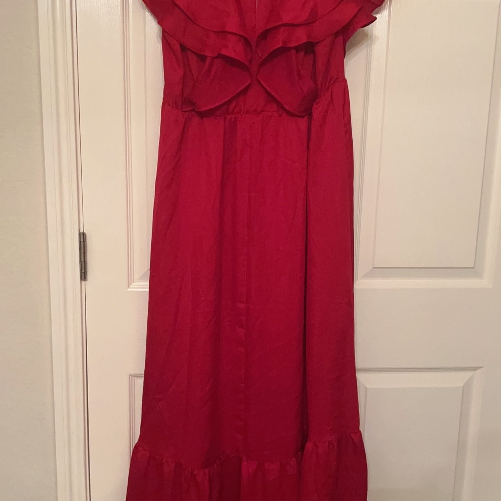 Sleeveless Ruffle Red Dress